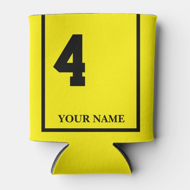 4 Yellow with Black Horse Saddle Blanket Custom Can Cooler (Front)