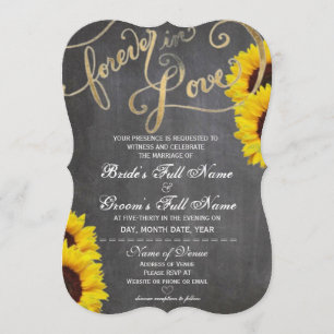 4Ever Love Chalkboard Sunflower Wedding Invitation