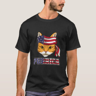 4h Of July Usa American Flag Purrica Patriotic Cat T-Shirt