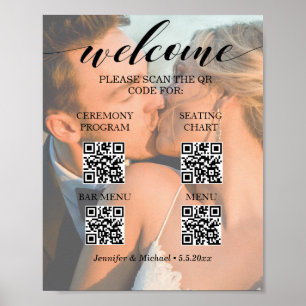 4in1 ceremony&seating chart&bar&menu qr code photo poster