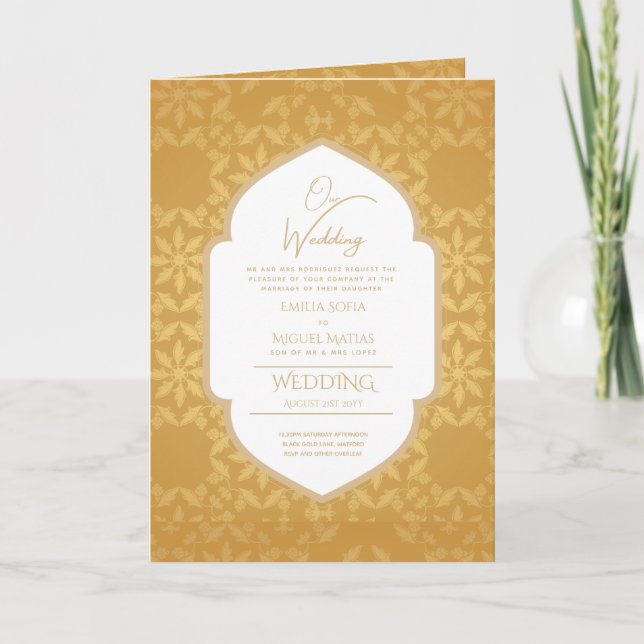 4page Gold Ornate WEDDING Invite Program Modern (Front)