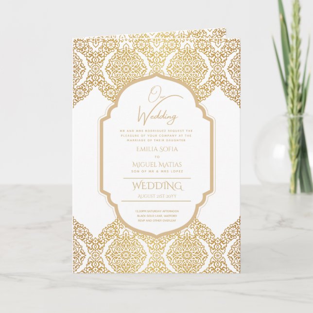 4page Gold Ornate WEDDING Invite Program Modern (Front)