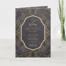 4page Gold Ornate WEDDING Invite Program Modern