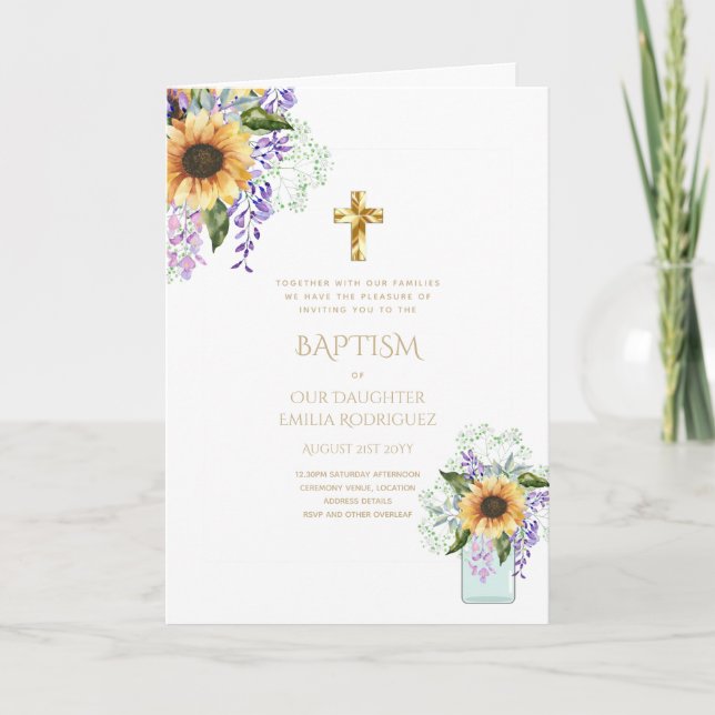 4pg Floral BAPTISM Invitations - Program (Front)