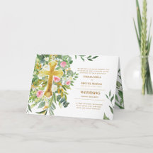 4pg Floral Cross  Greenery Wedding Invite Program