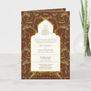 4Pg NIKAH WALIMA Invite Gold Ornate Islamic