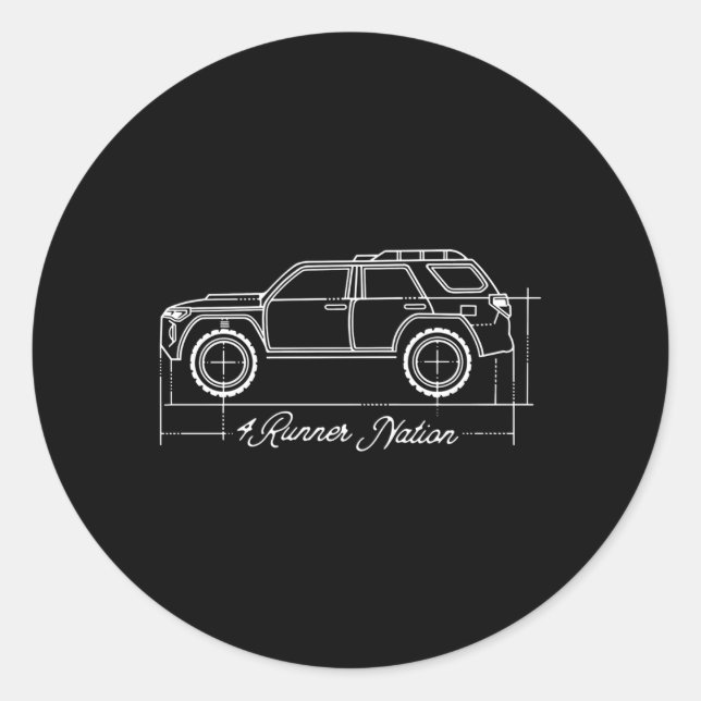 4Runner Nation 5Th Gen 4R Blueprint Classic Round Sticker (Front)