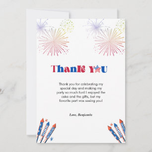 4t of july patrotic birthday thank you card
