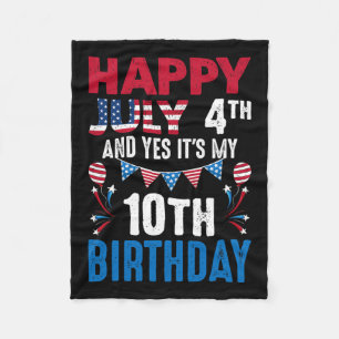 4th And Yes It's My 10th Birthday American Patriot Fleece Blanket
