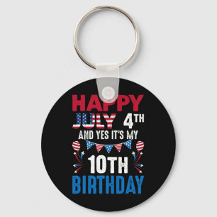 4th And Yes It's My 10th Birthday American Patriot Key Ring