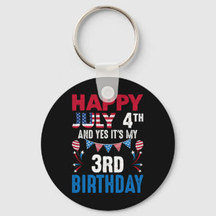 4th And Yes It's My 3rd Birthday American Patrioti Key Ring