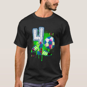 4th B Day Soccer Football Sport 4 Year Old Birthda T-Shirt
