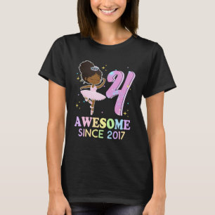 4th Bday Awesome Since 2017 Melanin Pride African  T-Shirt