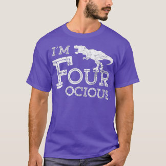 4th Birthday 4 Year Old Boy Four-ocious Dinosaur T-Shirt