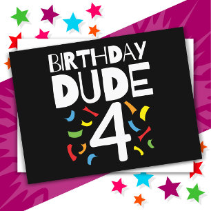 4th Birthday 4 Year Old Boy Party Birthday Dude 4 Postcard