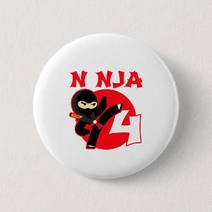 4th Birthday 4 Year Old Kids Party Little Ninja 4 6 Cm Round Badge