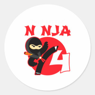 4th Birthday 4 Year Old Kids Party Little Ninja 4 Classic Round Sticker