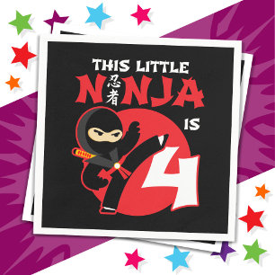 4th Birthday 4 Year Old Kids Party Little Ninja 4 Napkin