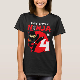 4th Birthday 4 Year Old Kids Party Little Ninja 4 T-Shirt