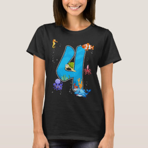 4th birthday 4 Year Old Sea Fish Party Sea Aquariu T-Shirt