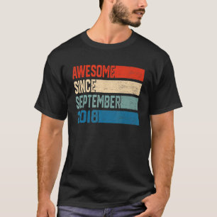 4th Birthday 4 Years Awesome Since September 2018 T-Shirt