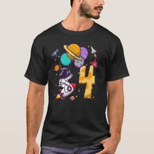 4th Birthday Astronaut Space Balloons 4 Years Old  T-Shirt