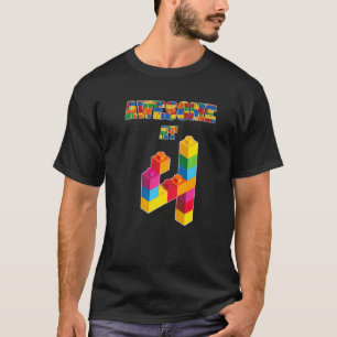 4th Birthday  Awesome At 4 Years Old Block Buildin T-Shirt