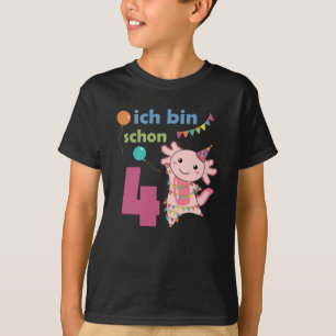 4th Birthday Axolotl Four Years Old Sweet Animals T-Shirt