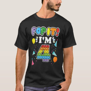 4th Birthday Balloons Pop It I'm 4 Years Old Bday T-Shirt