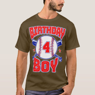 4th Birthday Baseball Big Number Four 4 Year Old B T-Shirt