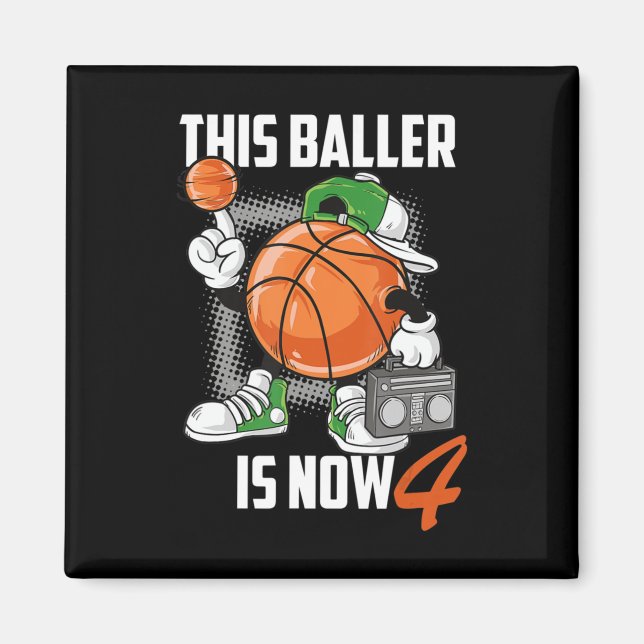 4th Birthday Basketball Player Funny 4 Years Old Magnet (Front)