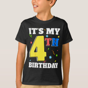 4th birthday boy 4 toddler girl four happy T-Shirt
