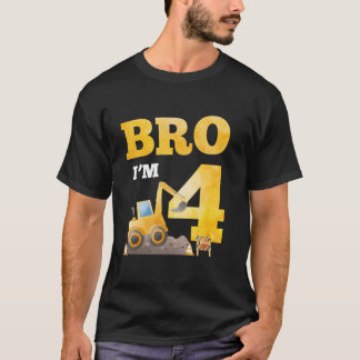 4th Birthday Boy Bro I m 4 Year Old Excavator Them T-Shirt