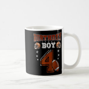 4th Birthday Boy Football Lover Theme 4 Years Old  Coffee Mug
