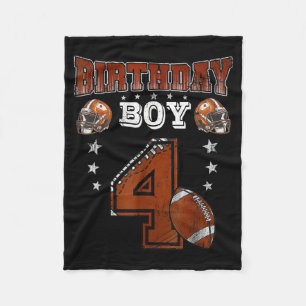 4th Birthday Boy Football Lover Theme 4 Years Old  Fleece Blanket