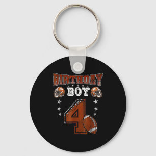 4th Birthday Boy Football Lover Theme 4 Years Old  Key Ring