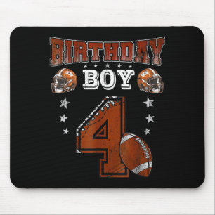 4th Birthday Boy Football Lover Theme 4 Years Old  Mouse Pad