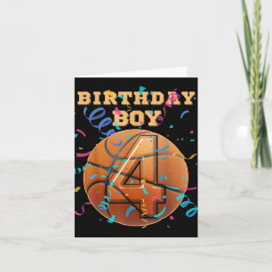 4th Birthday Boy Four 4 Years Old Basketball Playe Card