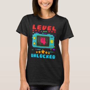 4th Birthday Boy Level 4 Unlocked Video Gamer Birt T-Shirt