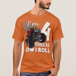 4th Birthday  Boy Monster Truck 4 Years Old Gift  T-Shirt