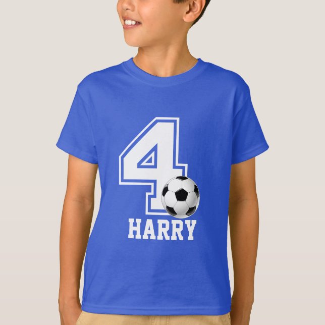 4th Birthday boy soccer personalised-2 T-Shirt (Front)