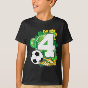 4th Birthday Boy Soccer Theme Party 4 Years Old T-Shirt