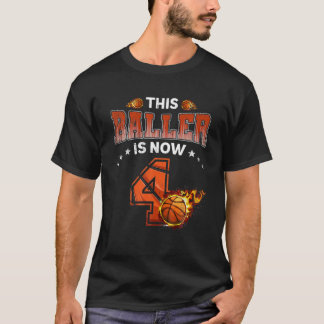 4Th Birthday Boys Basketball Player Gifts 4 Years T-Shirt