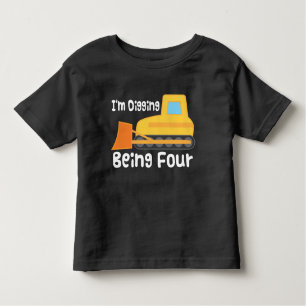 4th Birthday Bulldozer Construction Truck Toddler Toddler T-Shirt