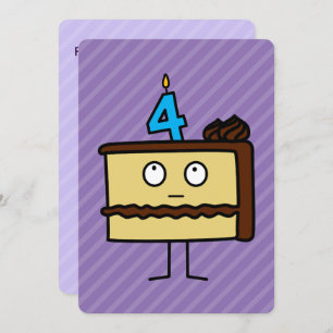 4th Birthday Cake with Candles Invitation