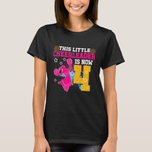 4th Birthday Cheer Girl Four Year Old Cheerleader  T-Shirt