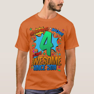 4th Birthday Comic Style Awesome Since 2019 4 Year T-Shirt