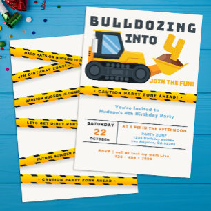 4th Birthday Construction Party Invitation 