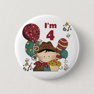 4th Birthday Cowboy Tshirts and Gifts 6 Cm Round Badge