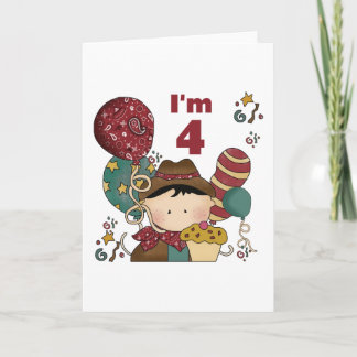 4th Birthday Cowboy Tshirts and Gifts Card